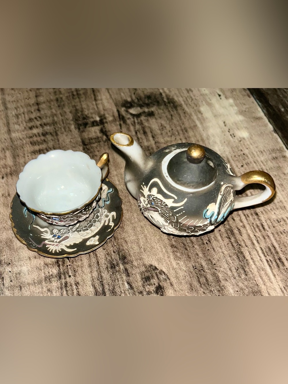 Vintage Japanese Dragonware Mini Teapot & Teacup Set